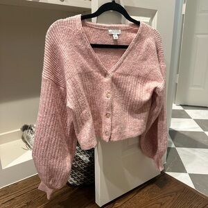 Top shop Pink V-Neck Button-Up Sweater